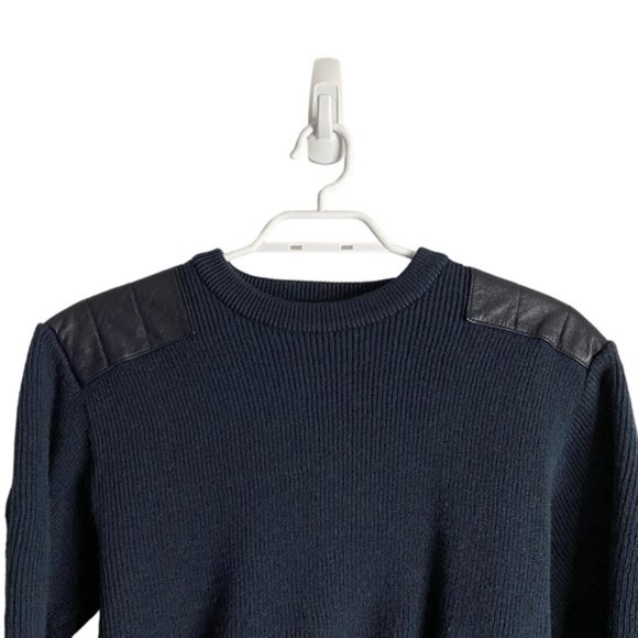 Playboy Men's Blue Wool Blend Classic Knit Patched Sweater - Picture 2 of 8